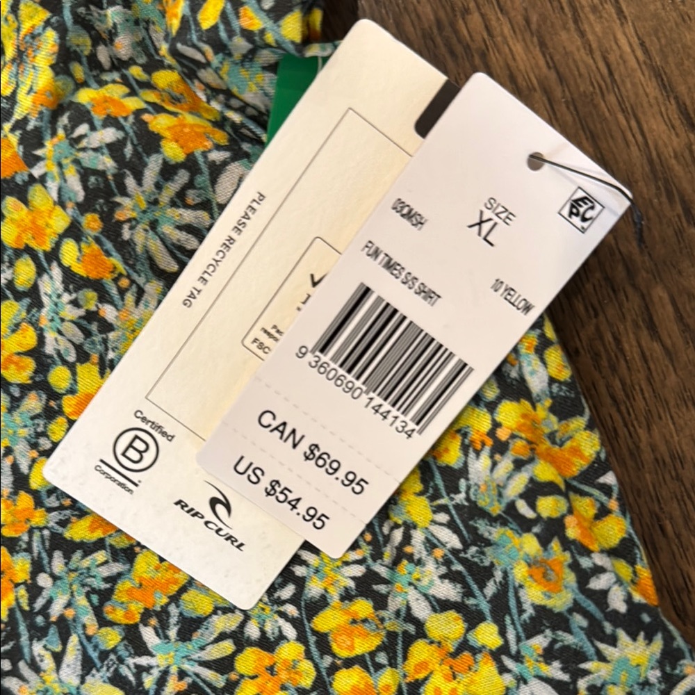 Rip Curl Xl Nwt Fun Times Short Sleeve Floral Hawaiian Shirt Ripcurl View 4